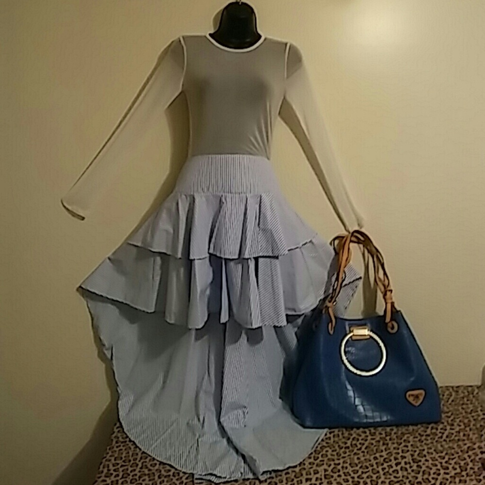 Light Blue Ruffle Swing Skirt - Picture 2 of 4